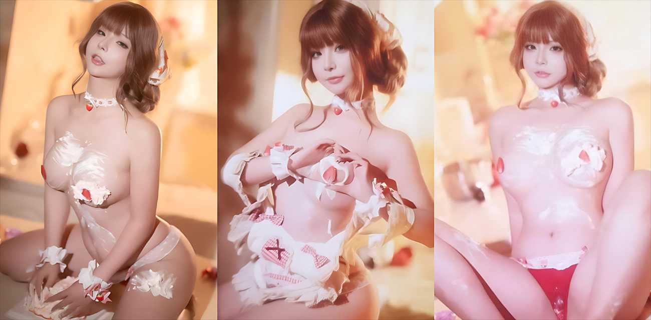 高颜值巨乳嫩模【yuuhui玉】最新福利写真集流出，女仆装包裹丰满曲线，蛋糕抹胸乳峰颤动诱惑十足